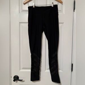 90 Degrees by Reflex, black leggings with mesh stripes on lower legs